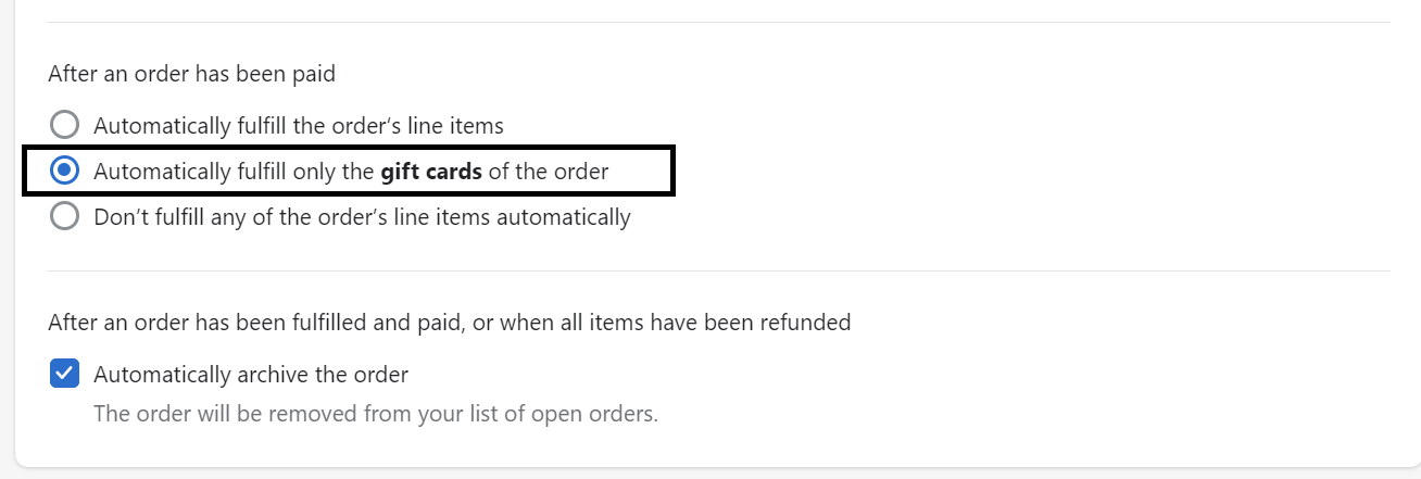 Order processing section